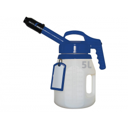 Secur-Huile 5L Bec Long Bleu, Broc sécurisé pour vos appoints d'huile, débit important.