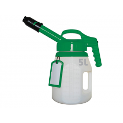 Secur-Huile 5L Bec Long Vert, Broc sécurisé pour vos appoints d'huile, débit important.